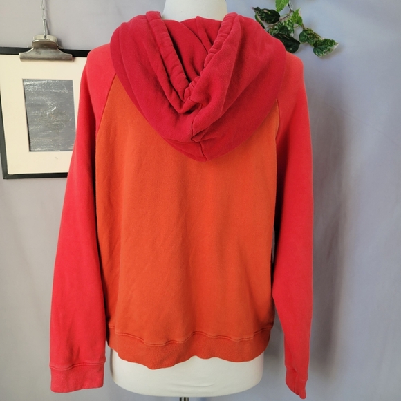 Mother The Square Hoodie Block Party Sweatshirt Red Orange L - Picture 4 of 16